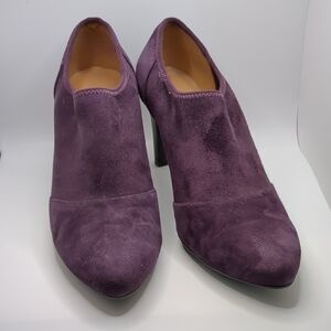 Suede Heeled Booties - Purple Ecco brand size 8.5 (EU 39)